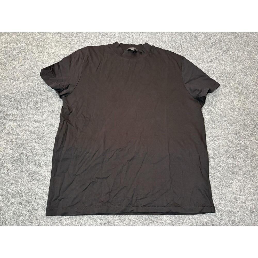 COS Shirt Mens Large Black Mock Neck Cotton Jersey Basic Tee Made Portugal